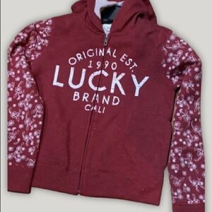 LUCKY BRAND Zip Front Hoodie NWT Girl’s Med